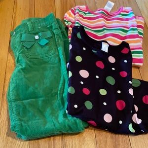 Gymboree green cords and 2 shirts size 9